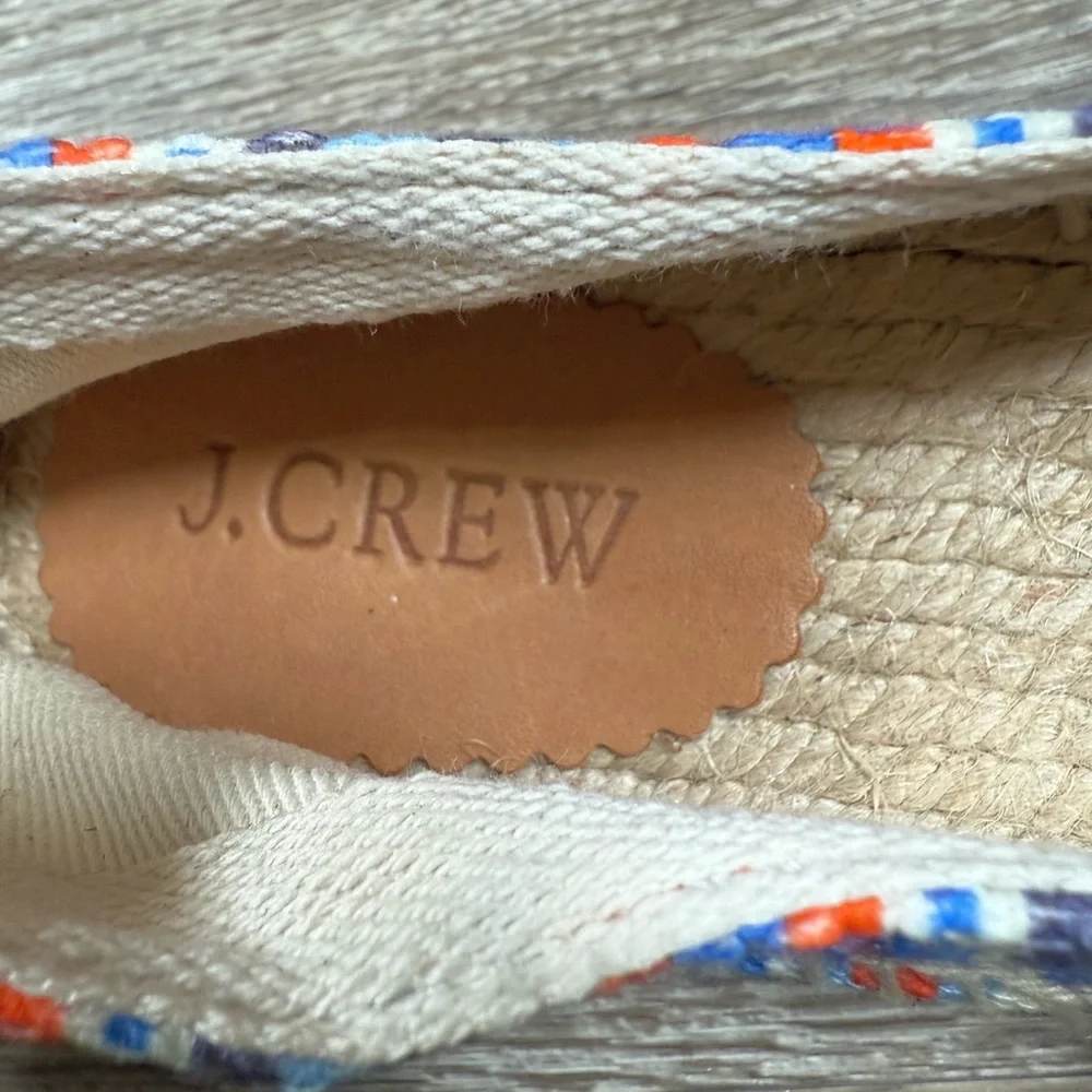 J. Crew Shoes Women 7‎ Blue Orange Geometric NWT Espadrille Cotton Canvas Flat